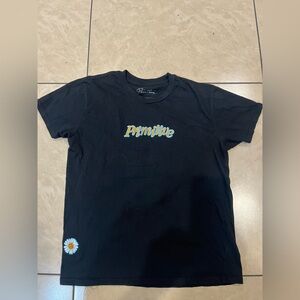 Primitive Black Tee with Floral Accent